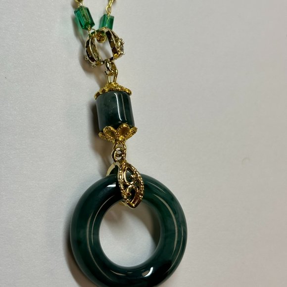 Silver Praying Jade and Gold Energy Links Pendant Necklace - Picture 6 of 12